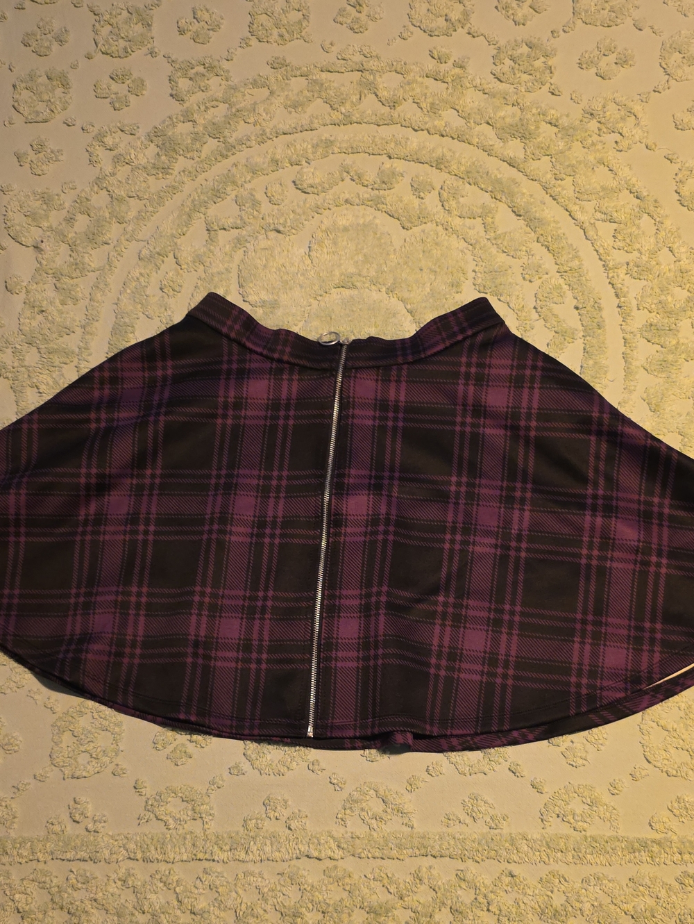 Hot Topic Purple Plaid Mini Skirt with Front Zip